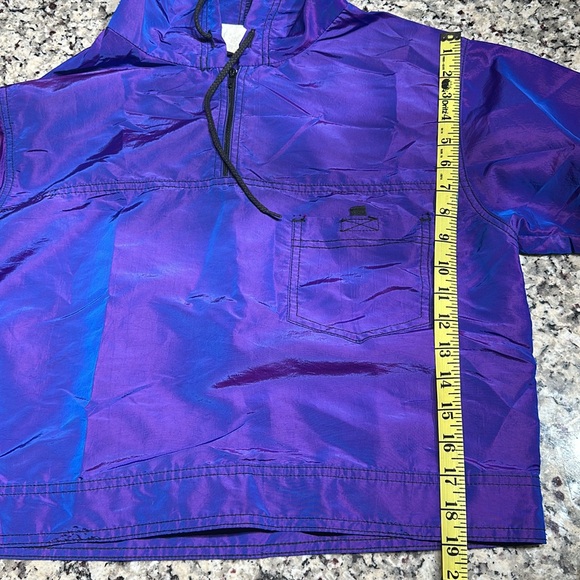 VTG 1990s ZAPP International Neon Purple Iridescent Cropped Windbreaker Jacket - Picture 6 of 9